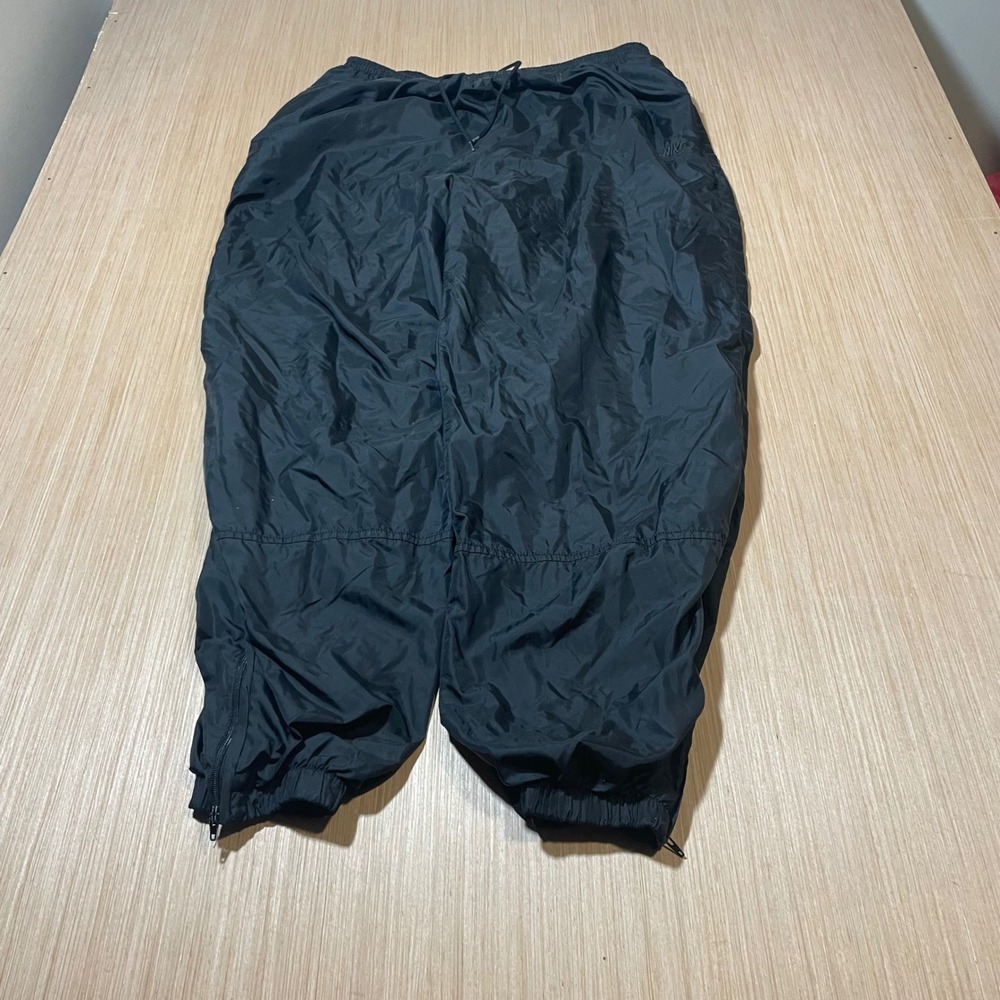 Nike Windbreaker Pants Mens Black Vintage Nylon Track Joggers Zipper Cuffs